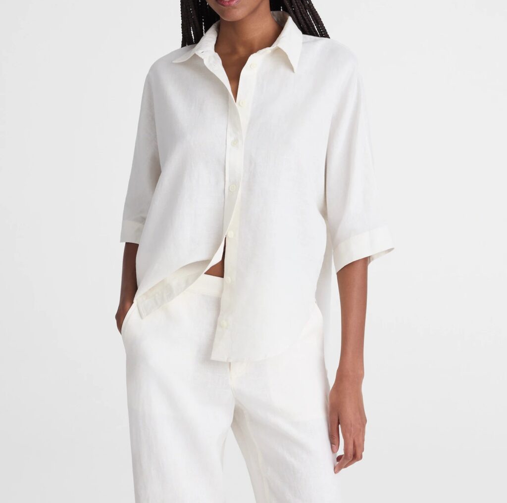 Pleat-Sleeve Button-Up Shirt
