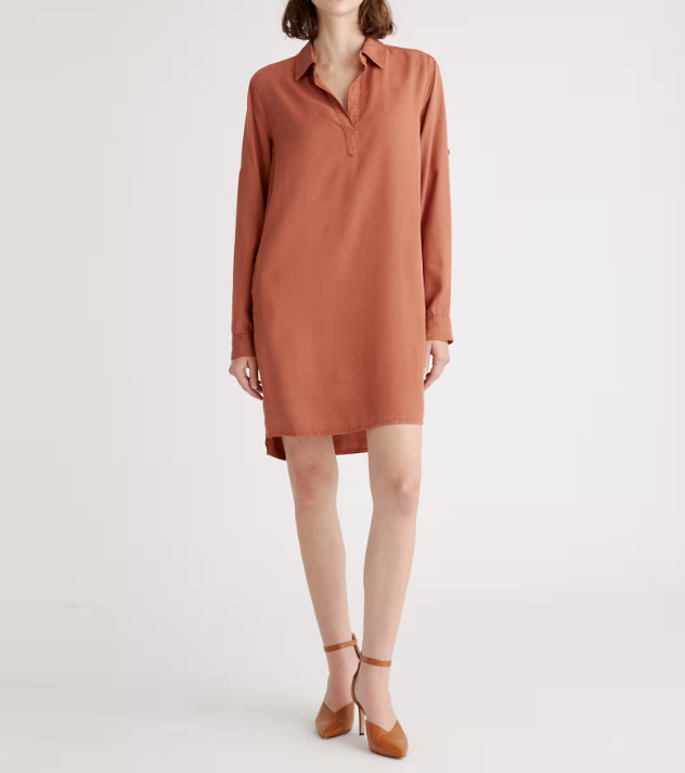 Vintage Wash Tencel Roll Sleeve Tunic