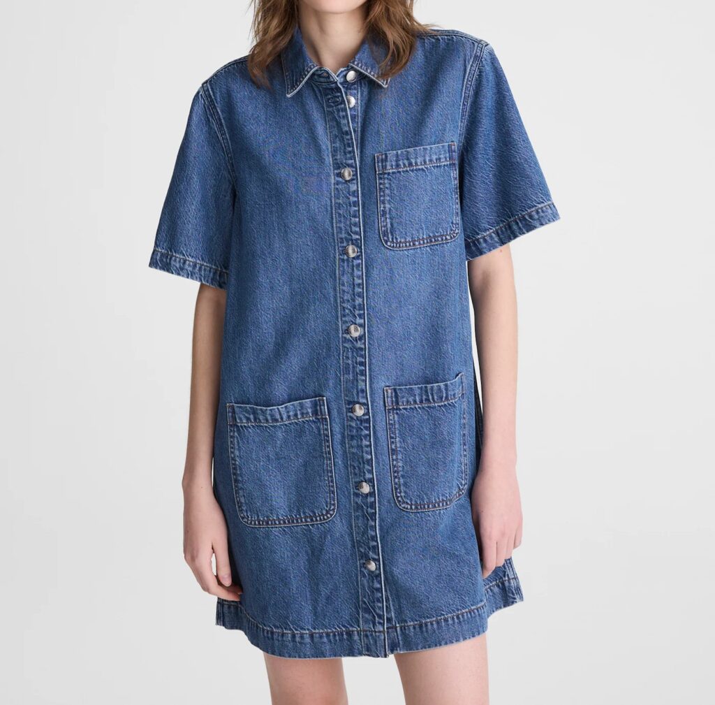 Airy Denim Boxy Mini Shirtdress