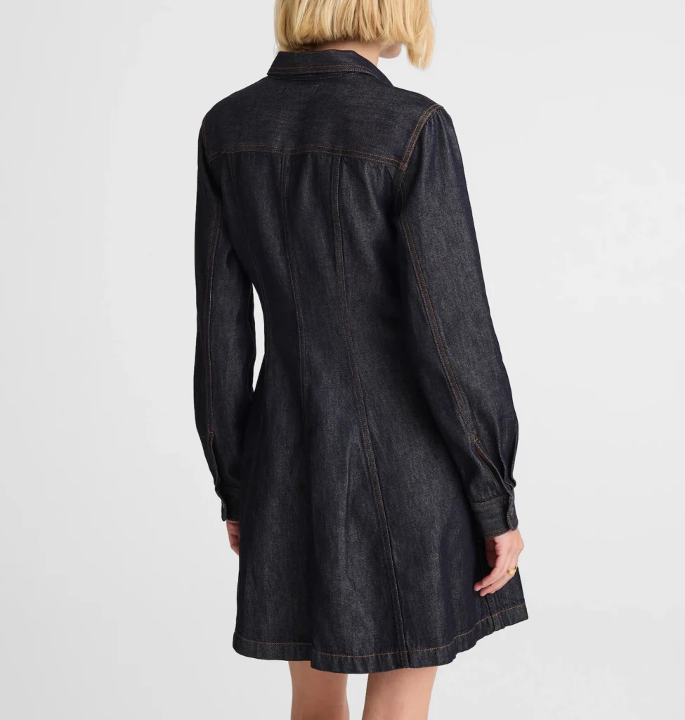 Airy Denim Seamed Shirtdress - hover