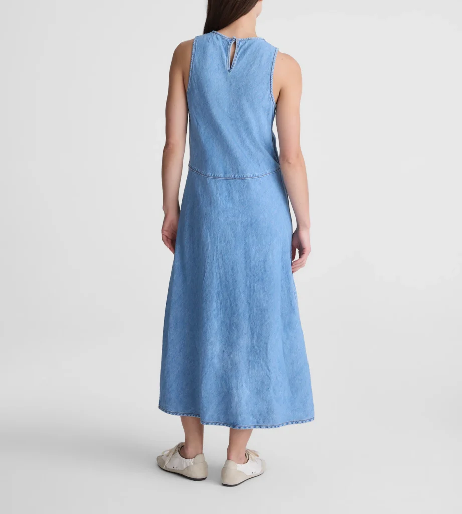 Airy Denim Seamed Maxi Dress - hover