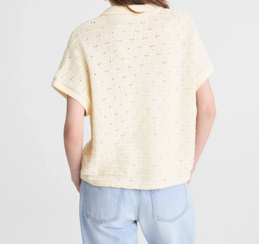 Diamond-Knit Relaxed Polo Shirt - hover