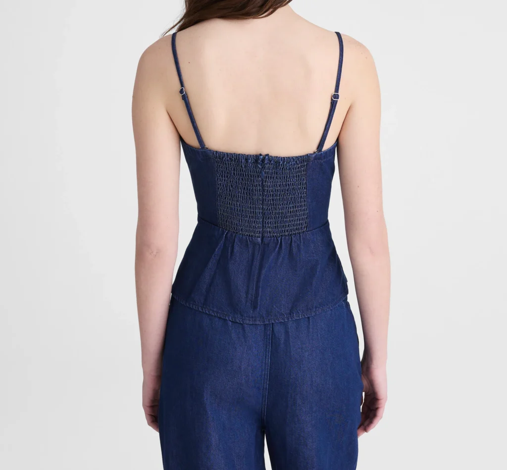 Airy Denim Ruched Squareneck Tank - hover