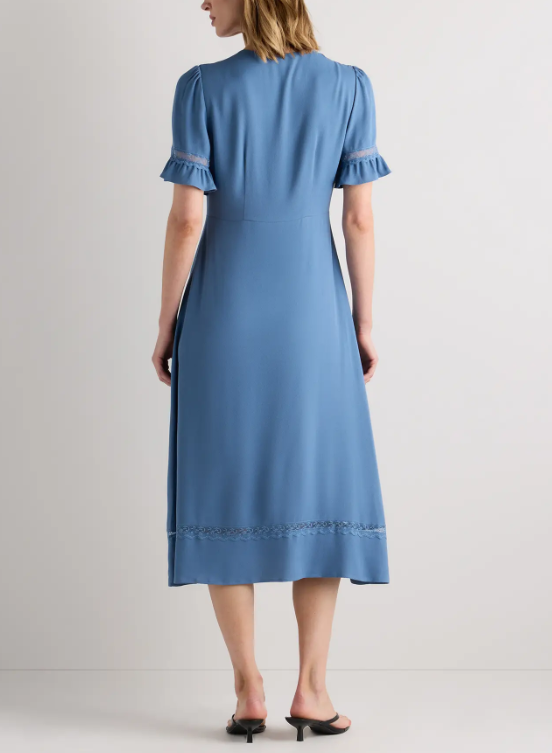 Lightweight Crepe Lace Inset Midi - hover