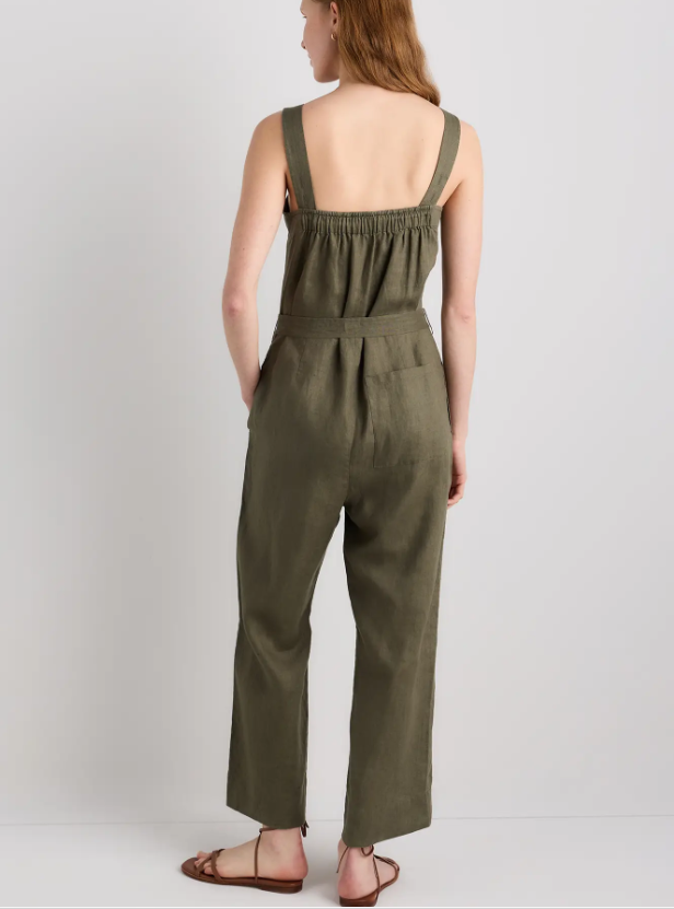 Linen Square Neck Jumpsuit - hover