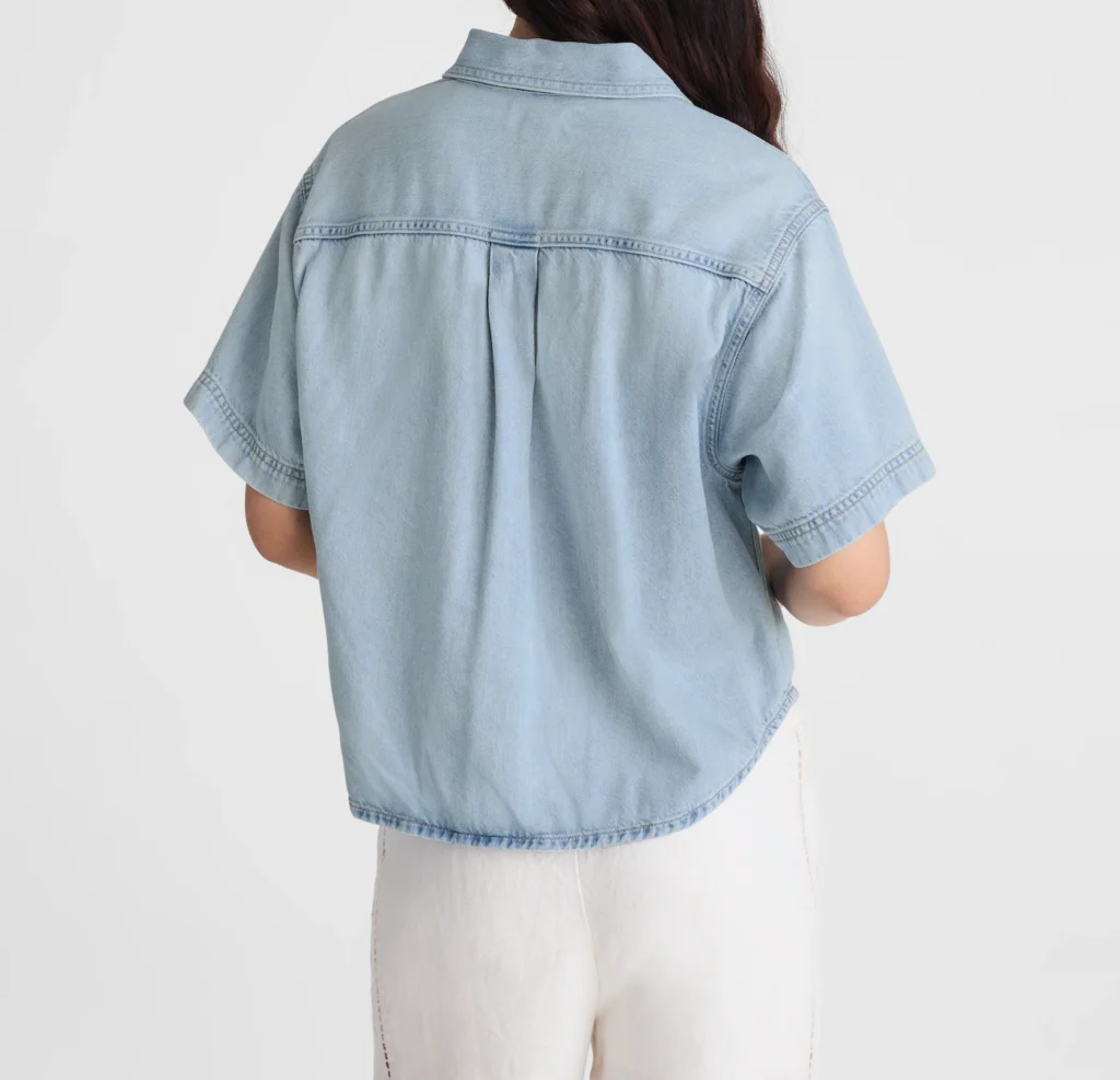 Airy Denim Utility-Pocket Shirt - hover