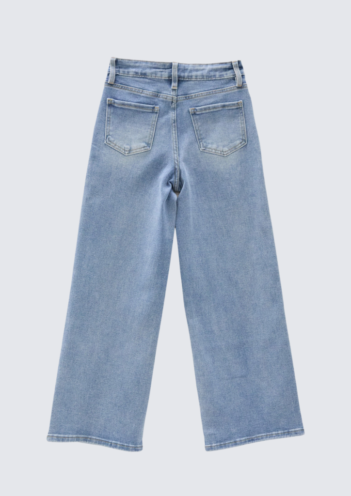 Girls Tattoo Print Wide Leg Jeans - hover