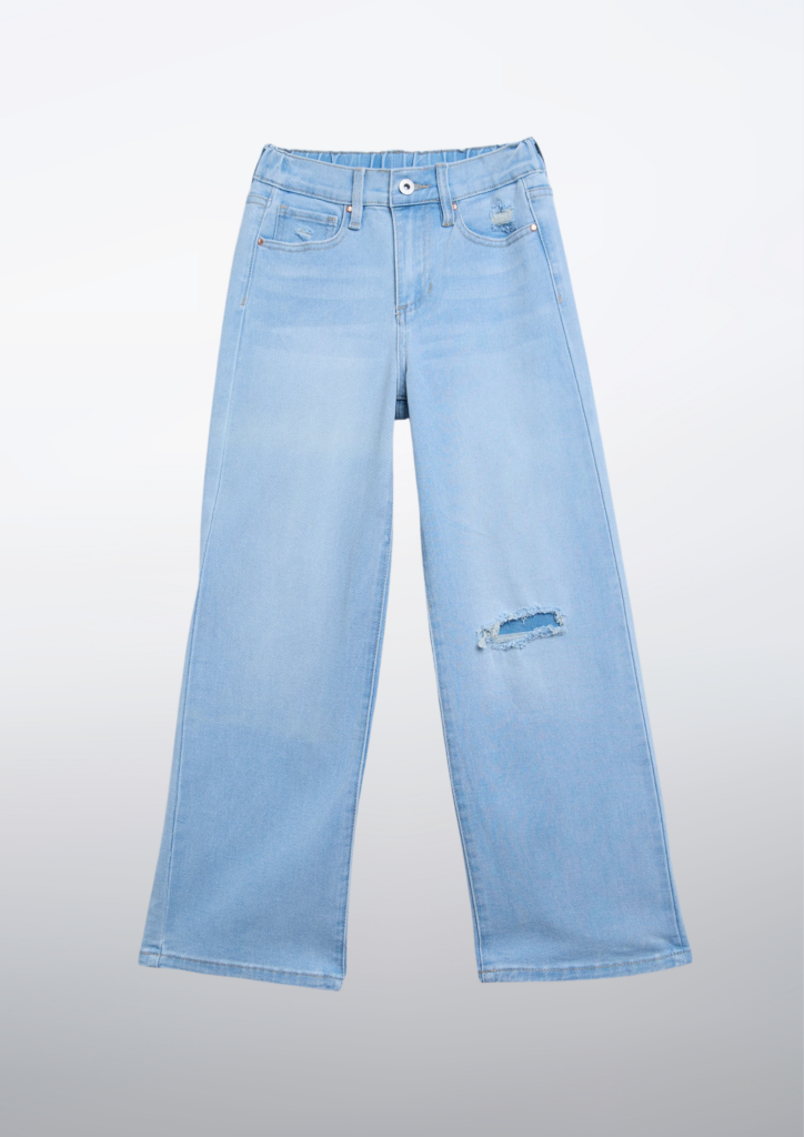 Elastic Back Wide Leg Jeans