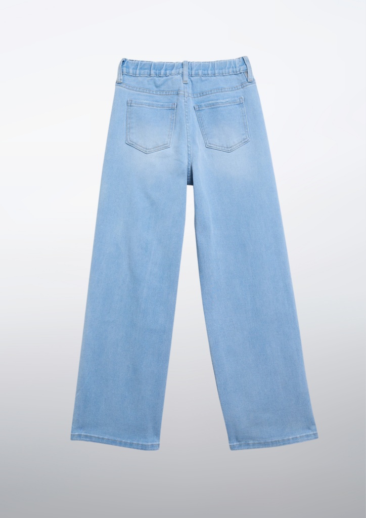 Elastic Back Wide Leg Jeans - hover