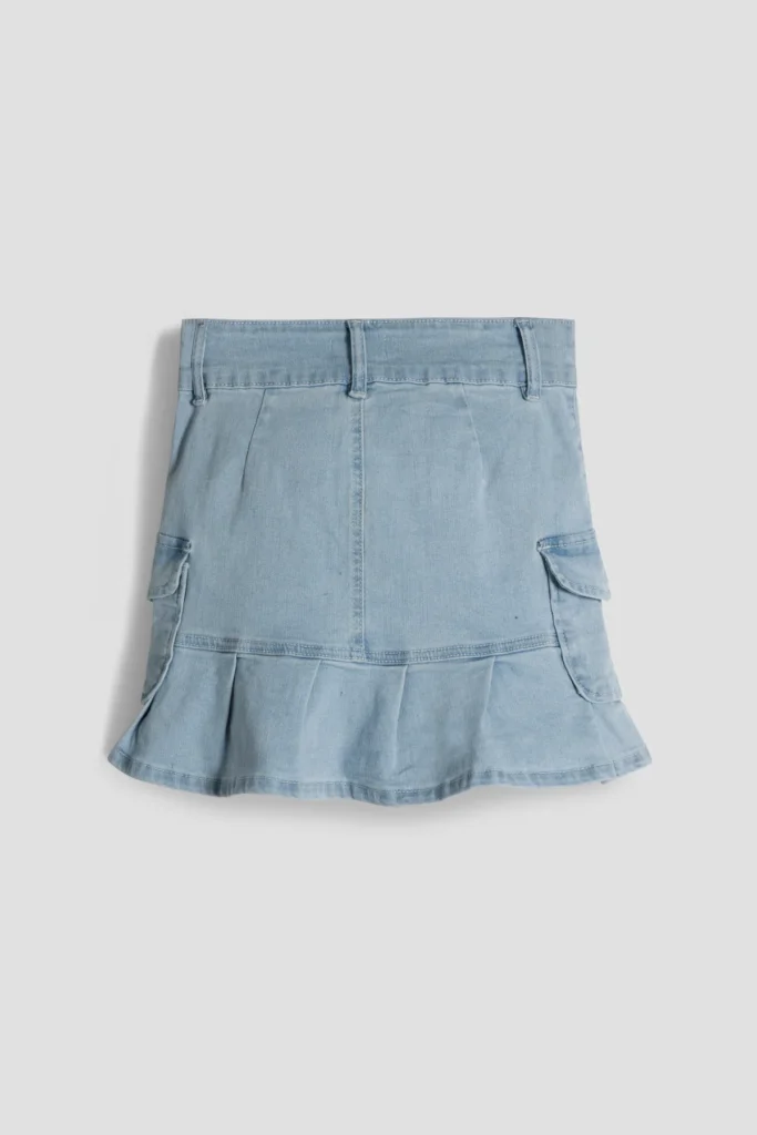 Girls Pleated Denim Mini Skirt - hover